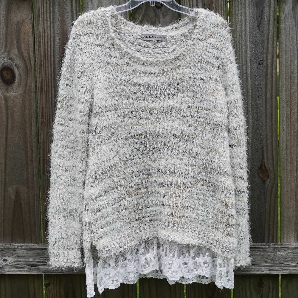 Absolutely Famous Layered Lace Relaxed Sweater